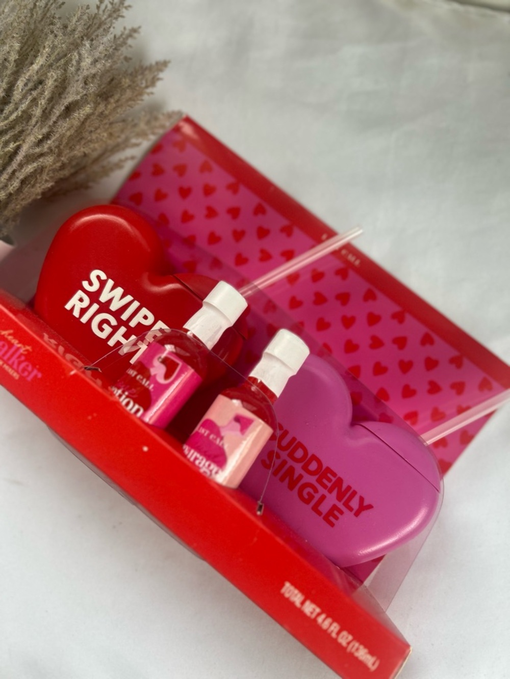 4 pcs set Swipe Right & Suddenly Single Heart Gift tumbler lotionset